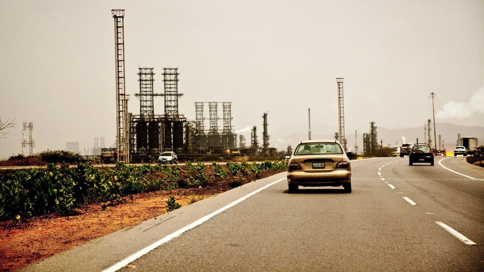 The Puerto La Cruz refinery in Anzoategui state, one of Venezuela's largest, seen from the road that runs past it