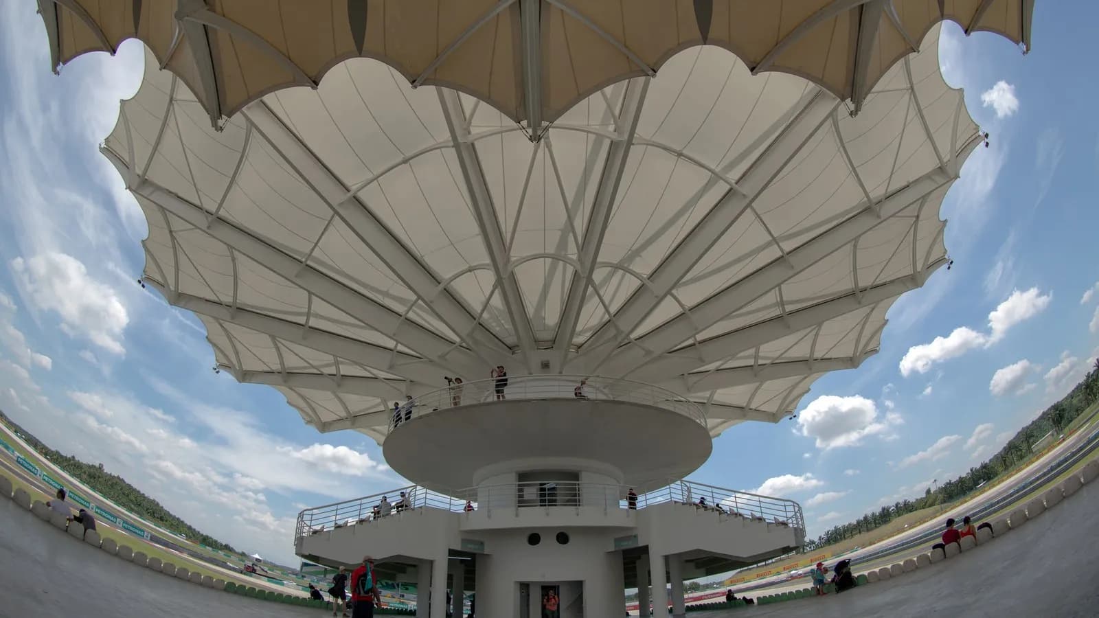 The grandstand tower at the Sepang International Circuit during the 2016 Malaysian Grand Prix, photographed on 30 September 2016 and not at this weekend's race