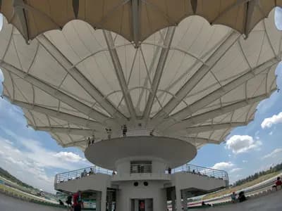 The grandstand tower at the Sepang International Circuit during the 2016 Malaysian Grand Prix, photographed on 30 September 2016 and not at this weekend's race