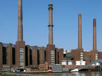 The Volkswagen plant in Wolfsburg, Germany, where the company builds its petrol and diesel Golf and Tiguan models, photographed in April 2009