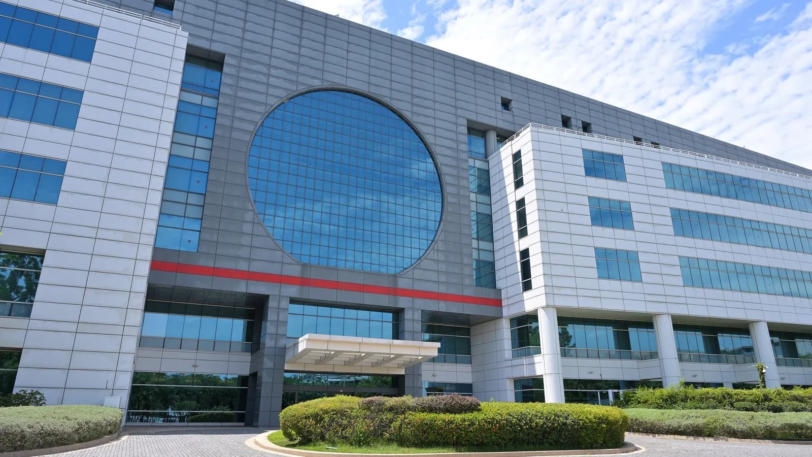 A TSMC fab building in Taiwan, the company whose process technology VSMC licenses, photographed in May 2025 and not the Singapore plant itself
