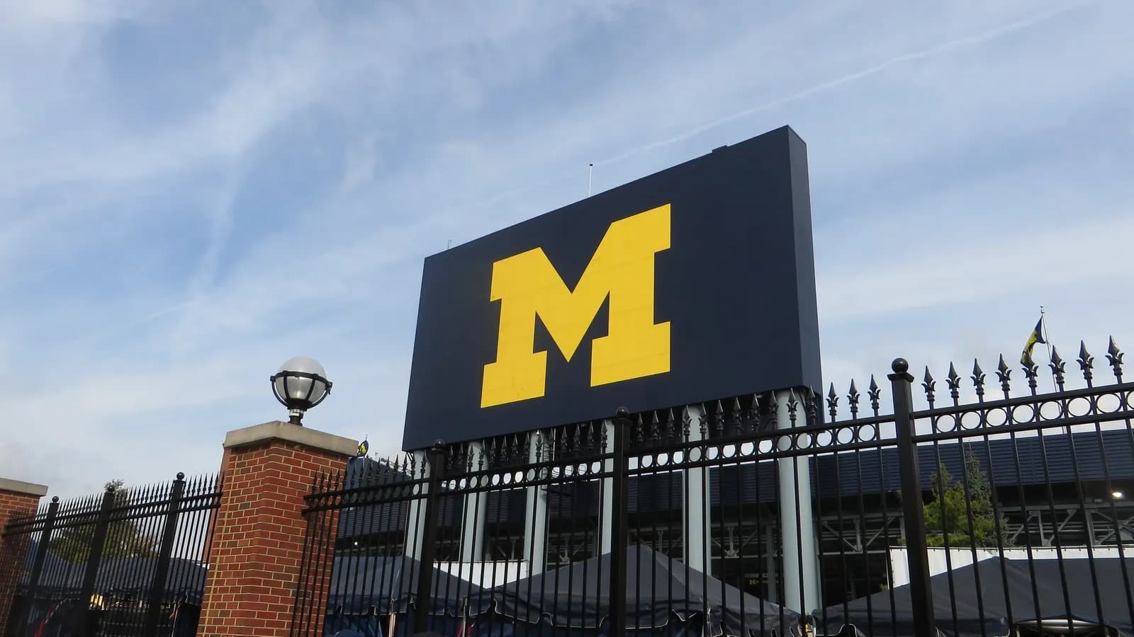 Michigan Stadium during a night game, illustrative of college football and not the Wake Forest-Louisville game itself, photographed in September 2015