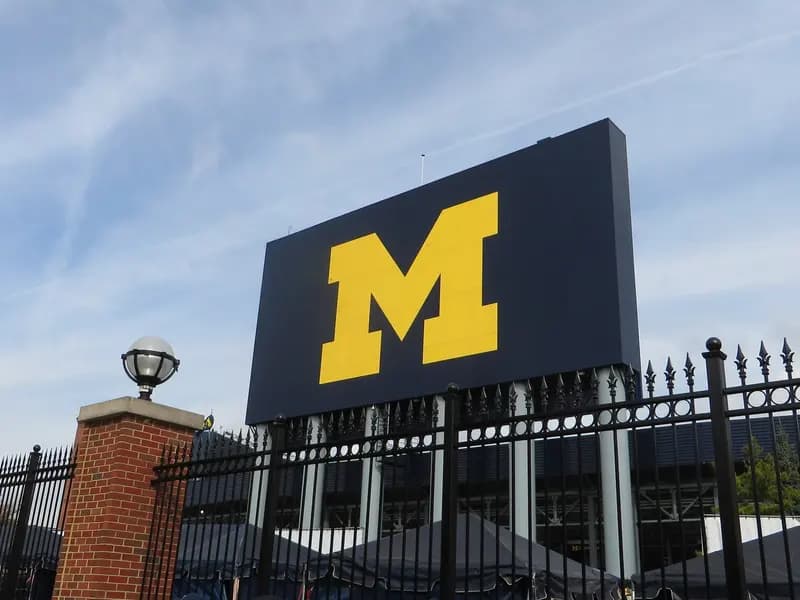 Michigan Stadium during a night game, illustrative of college football and not the Wake Forest-Louisville game itself, photographed in September 2015