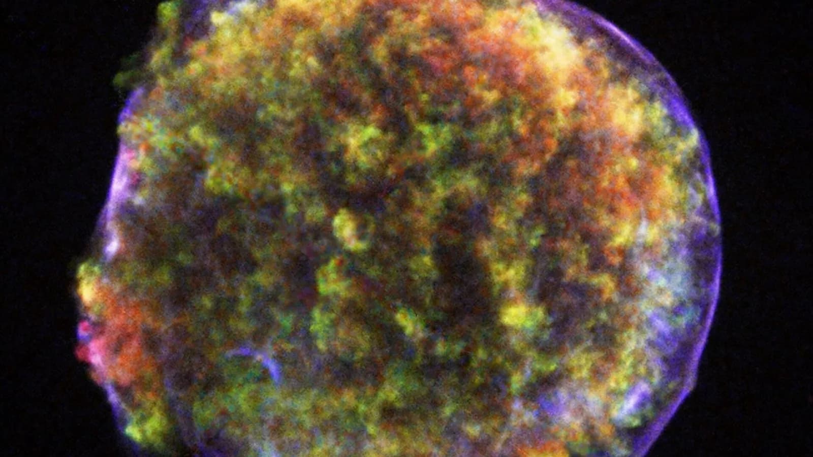 The Chandra X-ray image of Tycho's supernova remnant, a glowing multicoloured sphere against black space, dated 29 April 2003, a file photograph illustrative of a supernova remnant and not of the distant object AT 2026abck