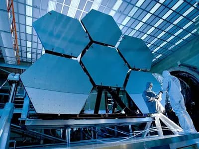 Mirror segments of the James Webb Space Telescope during cryogenic testing at NASA's Marshall Space Flight Center, photographed on 13 July 2010, a file photograph of the telescope's optics and not of WASP-17b or this week's data