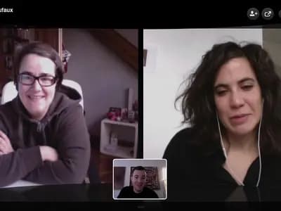 A video call taking place on a laptop browser