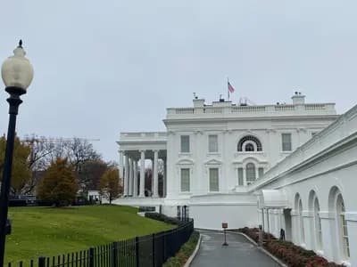 The exterior of the White House West Wing, home of the press operation at the centre of the ban, photographed in November 2022