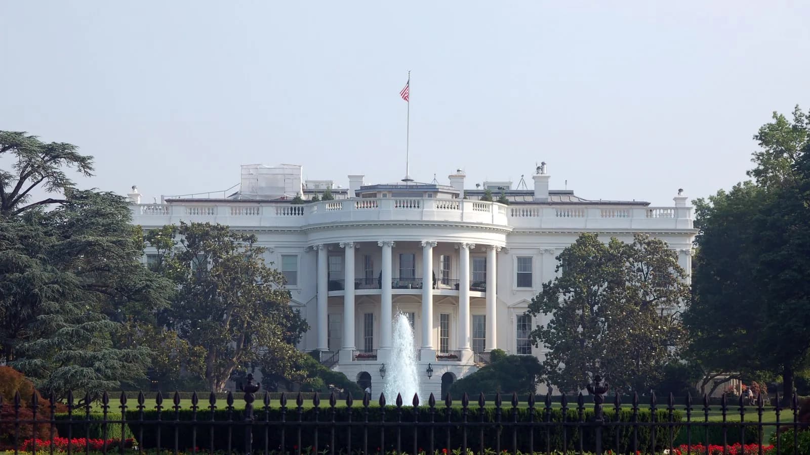 The White House and its South Lawn, Washington DC, site of state arrival ceremonies, photographed in May 2011