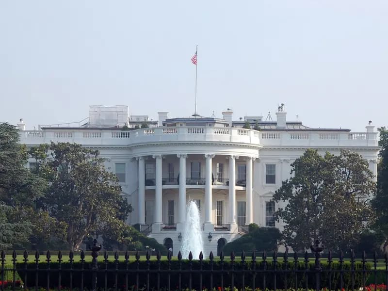 The White House and its South Lawn, Washington DC, site of state arrival ceremonies, photographed in May 2011